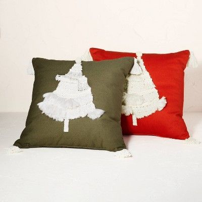 Fringed Christmas Tree with Pom-Poms Square Throw Pillow - Opalhouse™ designed with Jungalow™ | Target