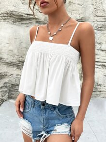 SHEIN EZwear Shirred Detail Cami Top SKU: sw2212070764968400(12 Reviews)$5.99$5.69Join for an Exc... | SHEIN