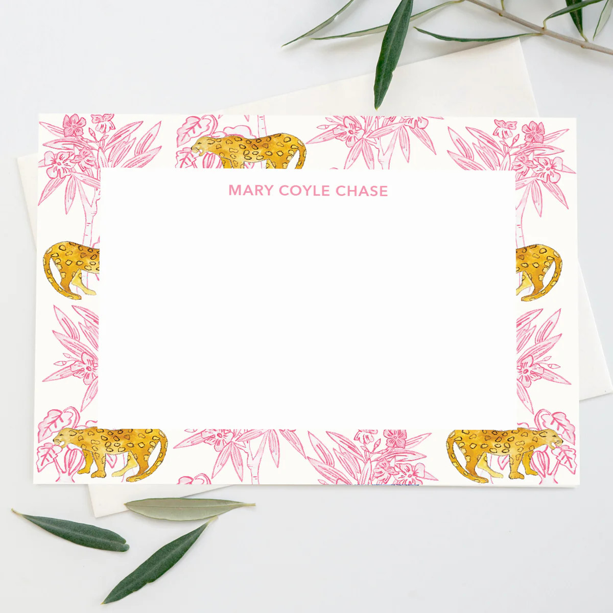 Jungle Leopard print personalized stationery set | Sweet Pea and Whimsy