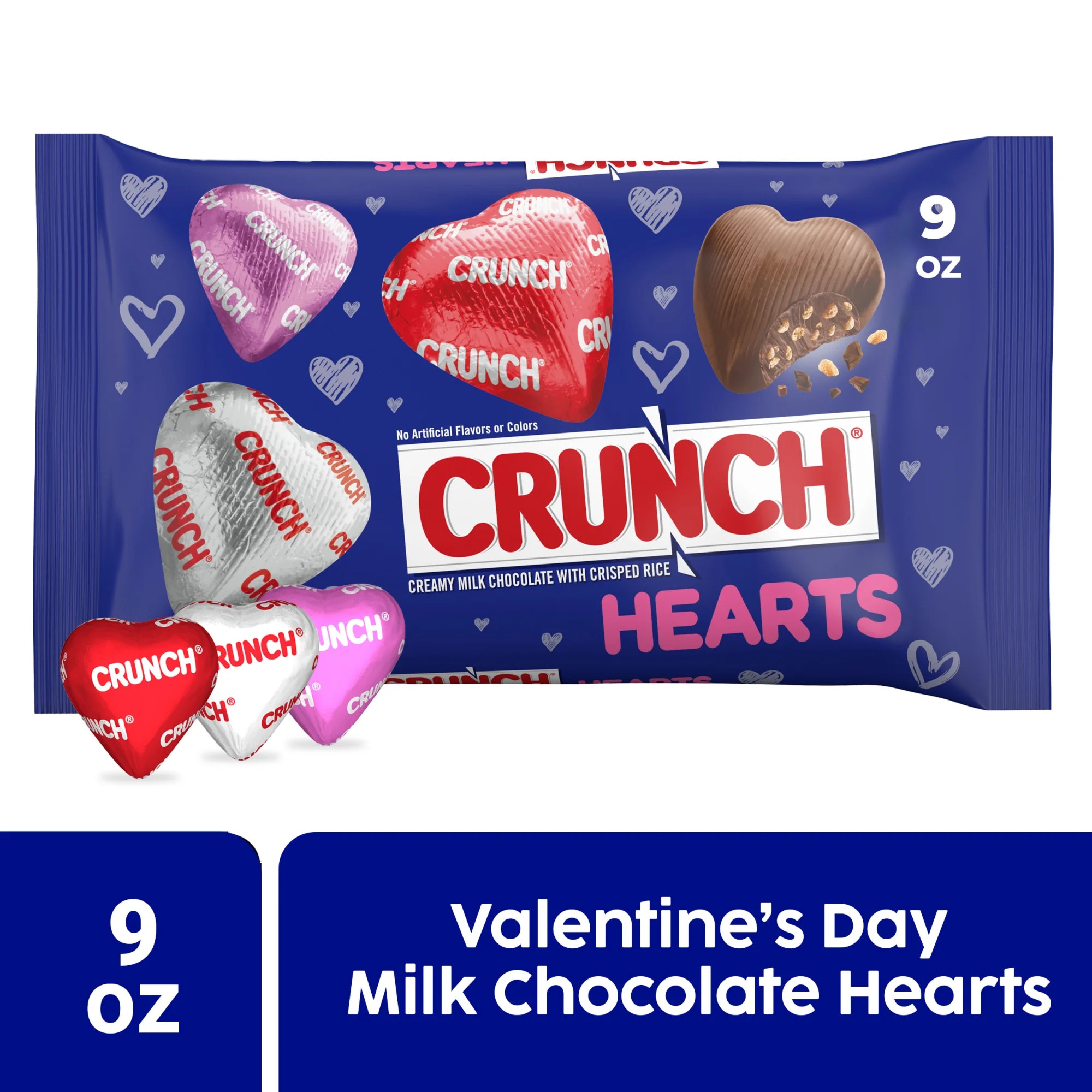 CRUNCH Milk Chocolate Hearts with Crisped Rice, Valentine's Day Bag, 9 oz | Walmart (US)