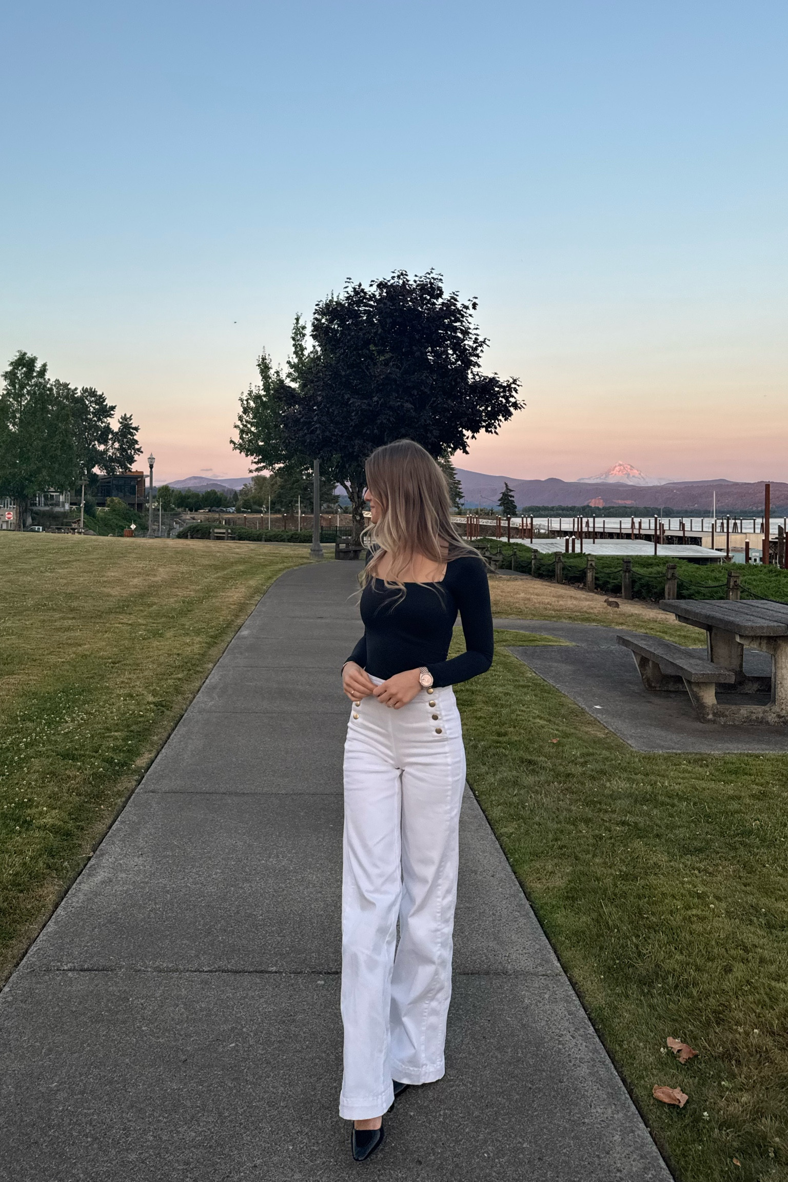 classy look with sailor pants 
love that the buttons on these pants actually unbutton and with there not being a zipper at the front I feel it makes your stomach look flat without having the zipper bulge 
my top is on major sale in 3 of the prettiest neutral colors (I have two of these bodysuits)

#LTKFindsUnder50 #LTKFindsUnder100 #LTKSaleAlert