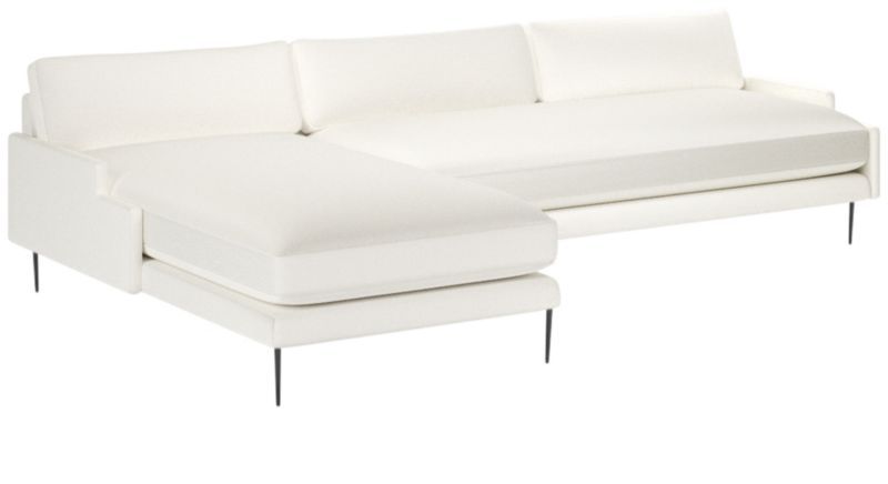 Scalino Modern 2-Piece L-Shaped White Performance Velvet Sectional Sofa with Left Chaise | CB2 | CB2