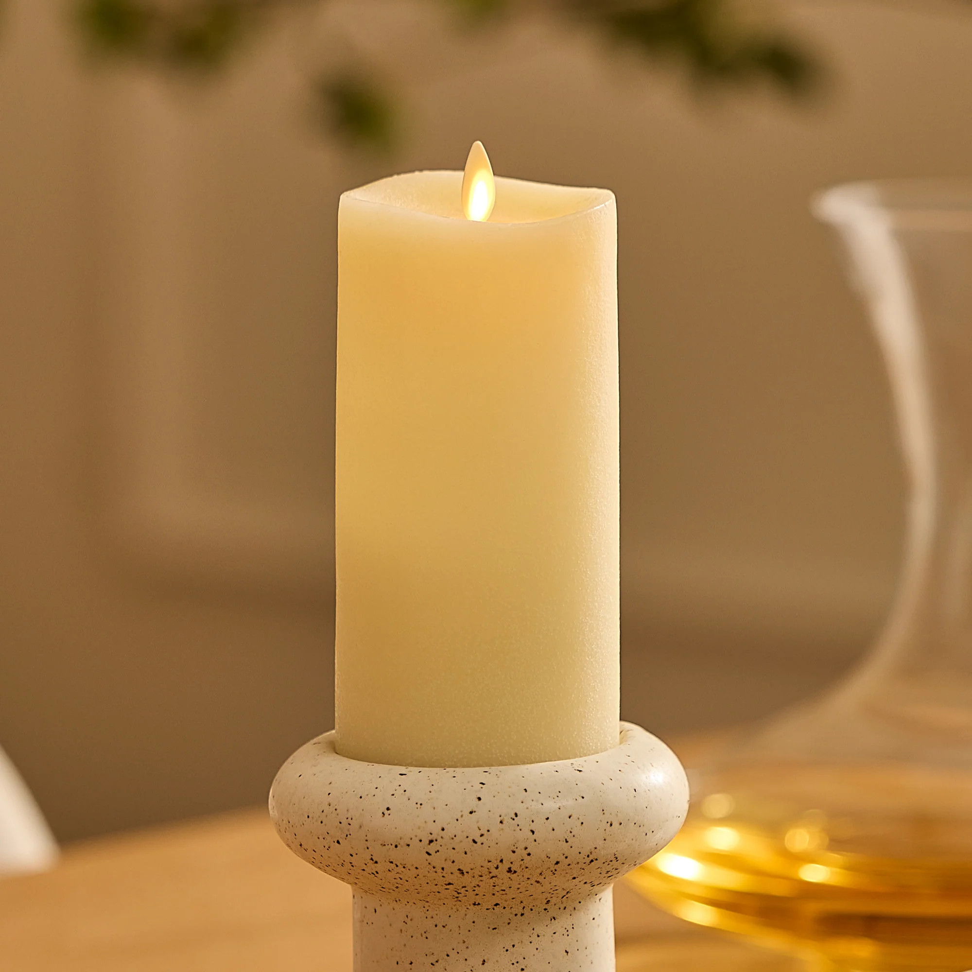 Chalky Ivory Flameless Candle Pillar | Luminara
