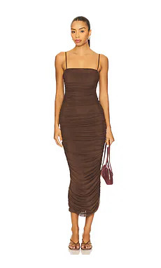 AFRM Hazel Midi Dress in Espresso from Revolve.com | Revolve Clothing (Global)