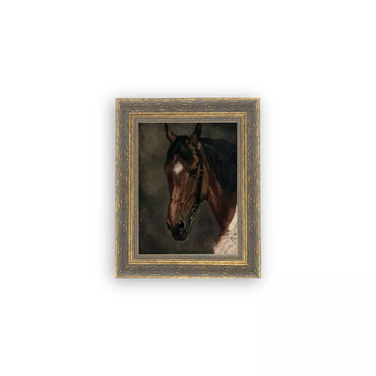 Petal Lane 8"x10" Horse Portrait Wall Art: Vintage Style, Mixed Media, Gold Frame, Sawtooth Back ... | Target
