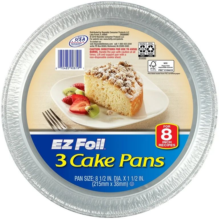 EZ Foil Cake Pans, Round, 8 inch, 3 Count | Walmart (US)