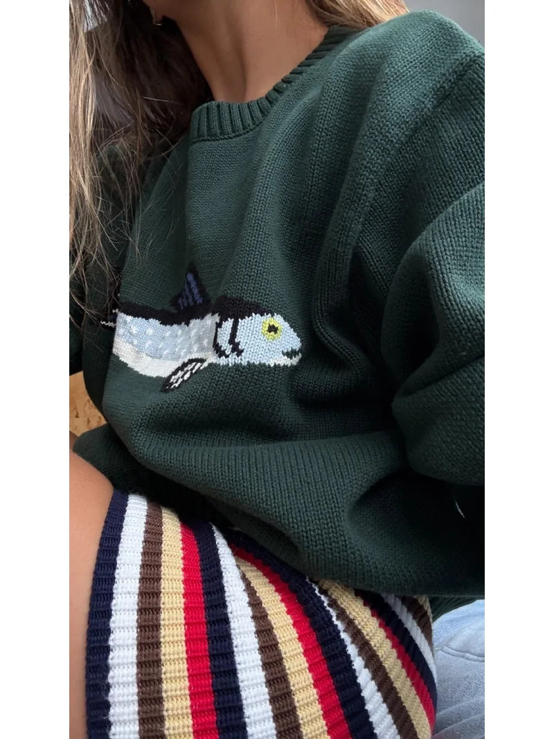 Y2k Fish Graphic Crochet Chunky Sweater Women Vintage Cottagecore Oversized Streetwear - Walmart.... | Walmart (US)
