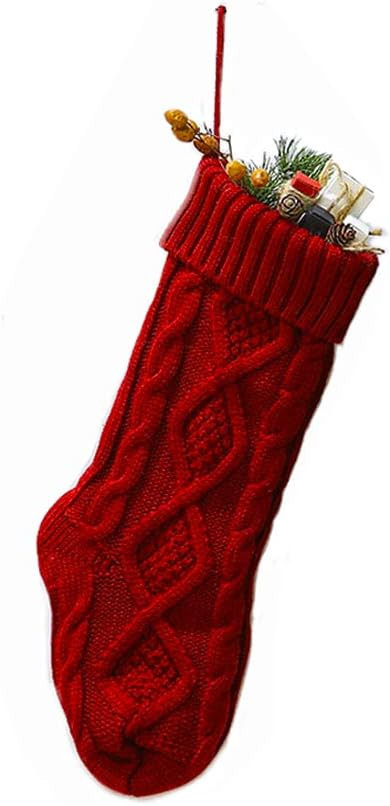 Christmas Stockings Cable Knit Stocking Christmas Decorations Goodie Bags Gift Fireplace Xmas Tre... | Amazon (US)