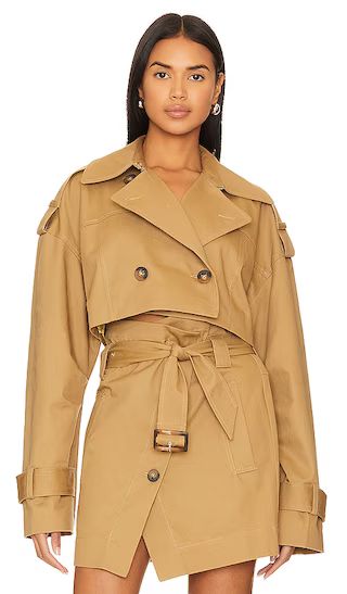 Zoey Cropped Trench Jacket in Kelp | Revolve Clothing (Global)