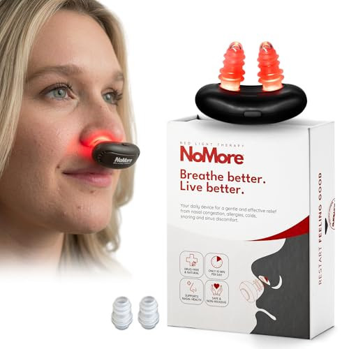 Original NoMore Red Light Therapy for Nose – LED Nasal Device for Dry Nose & Sinus Comfort, No More Colds, USB-Rechargeable Light Therapy | Amazon (US)