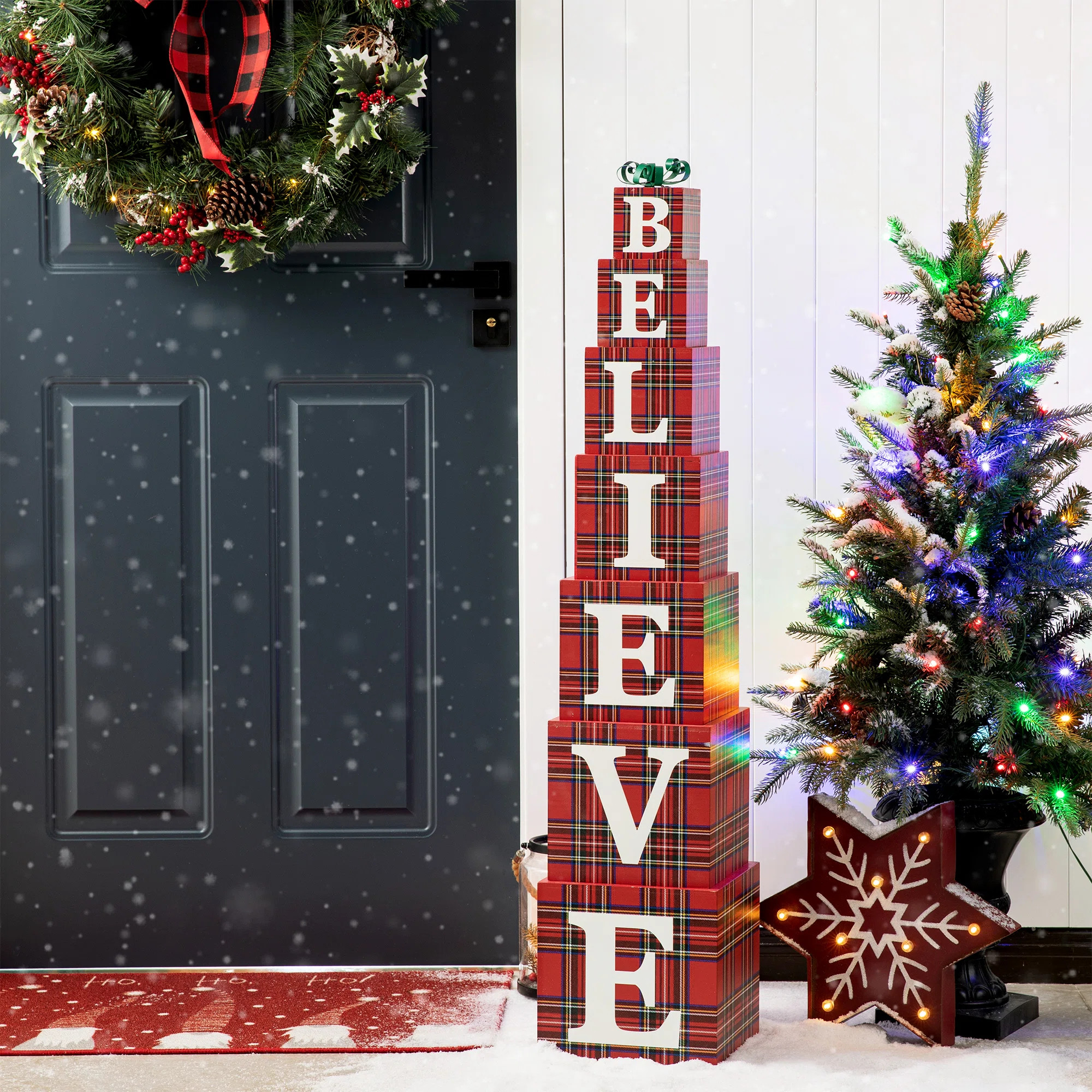 The Twillery Co.® Shayna Wooden Christmas Believe Double-Edage Porch Decor & Reviews | Wayfair | Wayfair North America