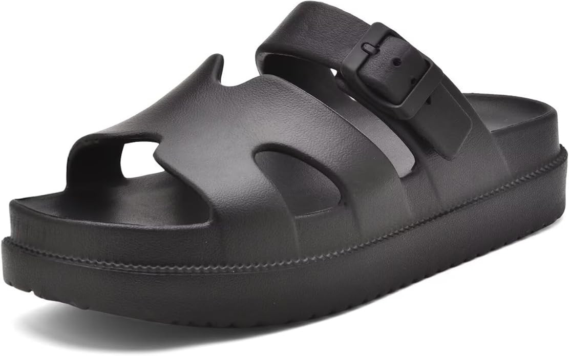 Womens Platform Sandals with Arch Support, Summer Beach Slides Adjustable Buckle Women H-Strap Ch... | Amazon (US)