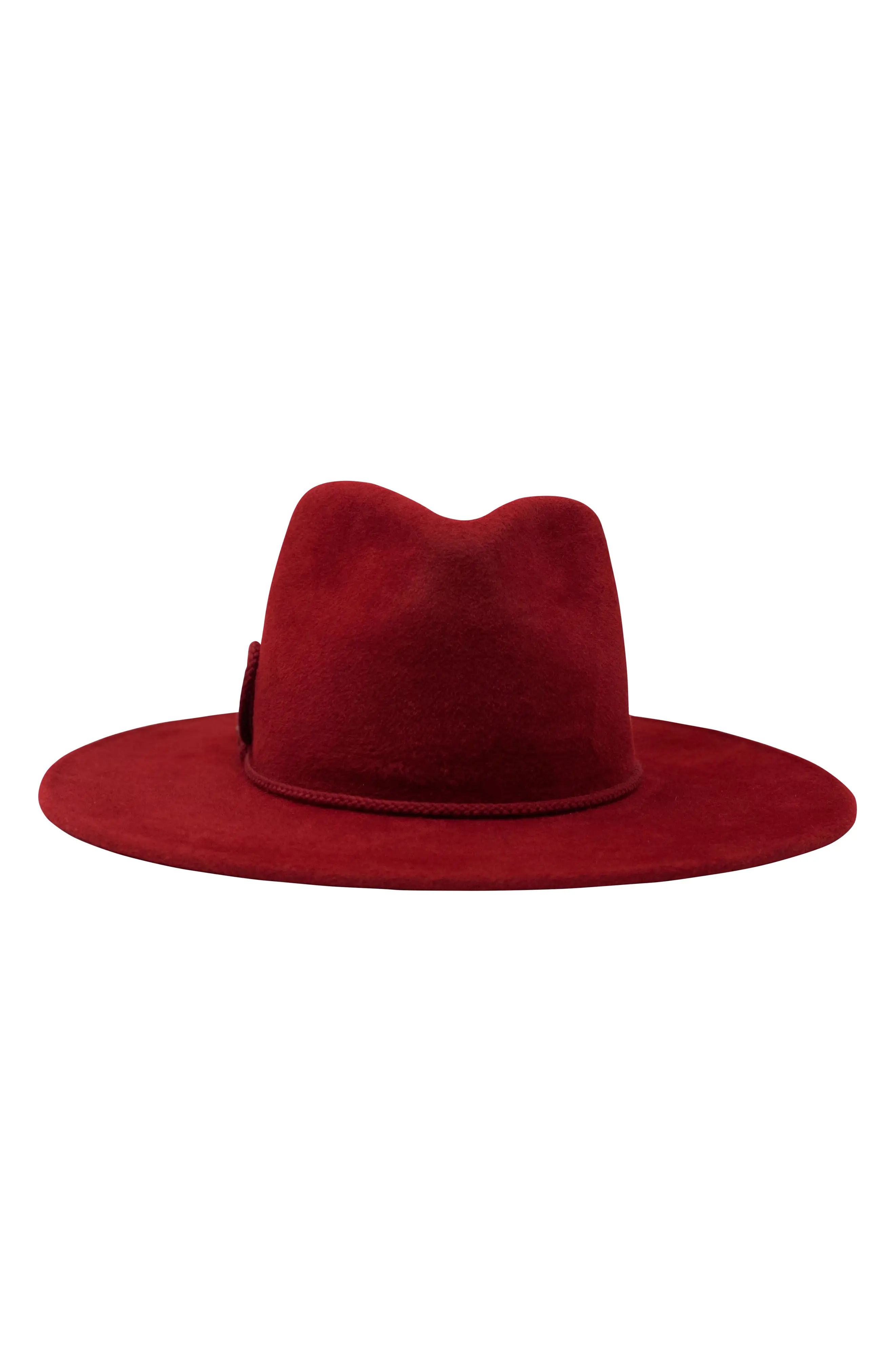 Women's Frances Grey Wide Brim Fedora - Red | Nordstrom