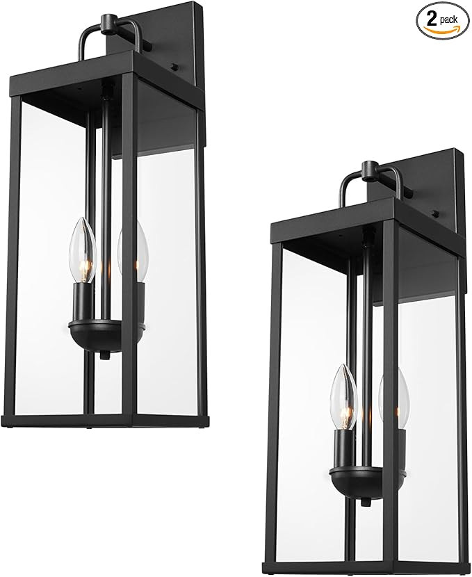 Outdoor Wall Sconce Lights, 20 Inch Tall Transitional Exterior Wall Lighting with Clear Glass, Mo... | Amazon (US)