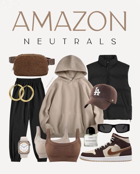 Shop this Amazon Neutral Fall outfit! Travel outfit, Airport aesthetic, puffer vest, sweatpants, oversized hoodie, Nike Jordan 1 Mid sneakers, ribbed bralette, Sherpa belt bag and more!

Follow my shop @thehouseofsequins on the @shop.LTK app to shop this post and get my exclusive app-only content!

#liketkit 
@shop.ltk
https://liketk.it/4hYXi

#LTKstyletip #LTKSeasonal #LTKtravel