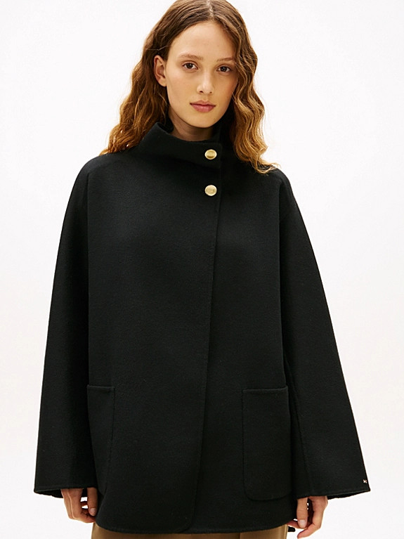 Wool Blend Funnel Neck Oversized Coat | Tommy Hilfiger UK