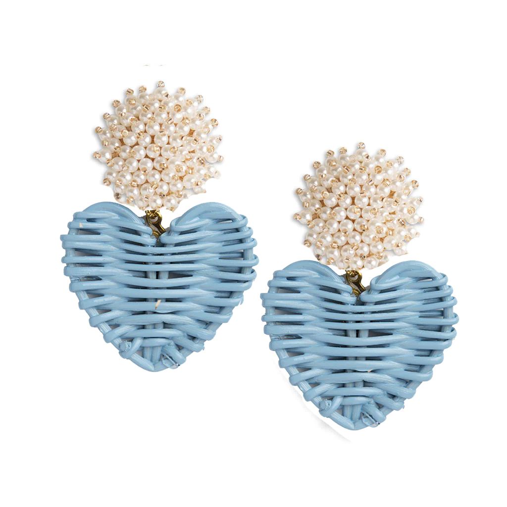 Cluster Pearl Rattan Heart Drops- Blue Bonnet | Neely Phelan