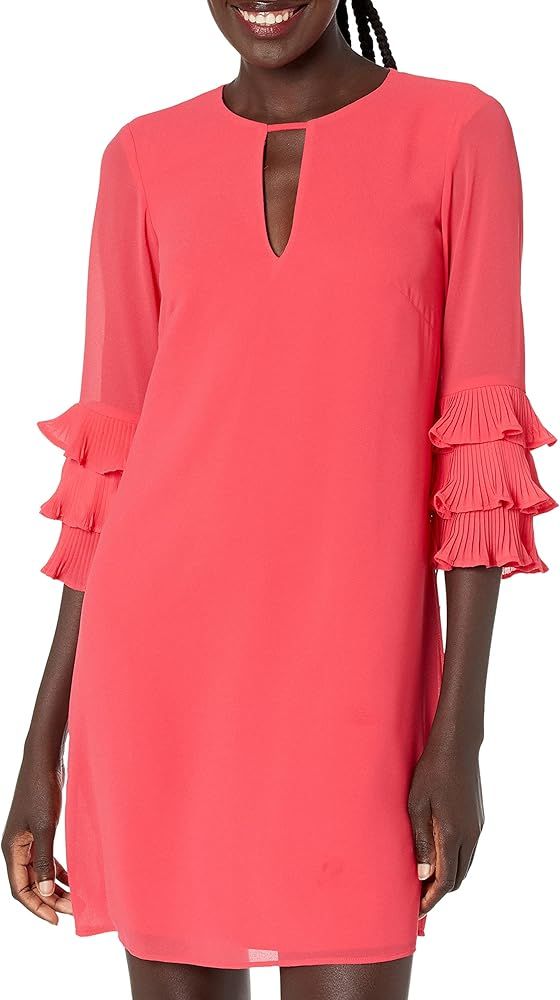 Vince Camuto Women's Chiffon Float Dress with Pleated Sleeve | Amazon (US)