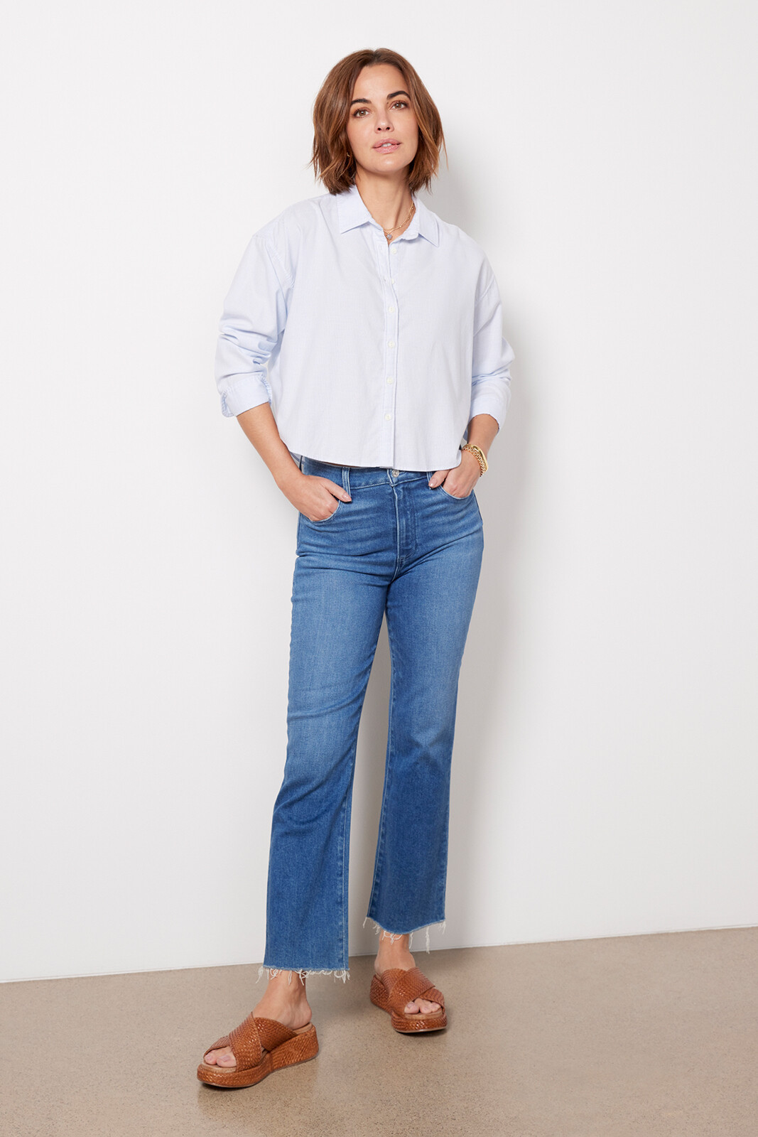 Stretch Oxford Crop Shirt | Evereve