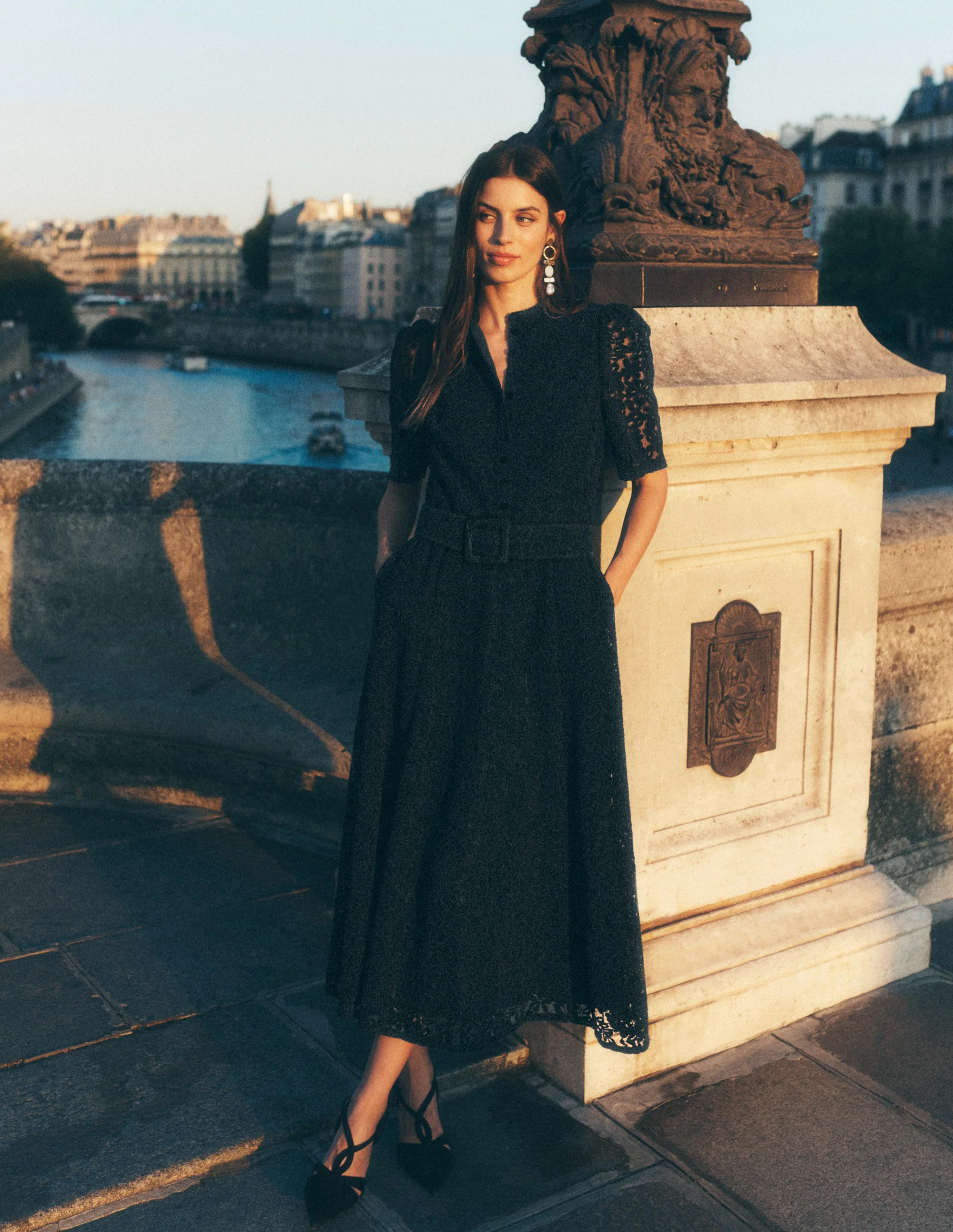 Kate Puff Sleeve Lace Dress-Black | Boden (US)