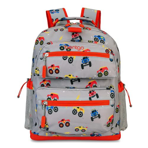 Bentgo Kids Backpack - Lightweight 14” Backpack in Fun Prints for School, Travel, & Daycare, Ideal for Ages 4+, Roomy Interior, Durable & Water-Resistant Fabric, & Loop for Lunch Bag (Trucks) | Amazon (US)
