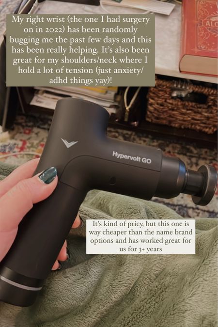 My right wrist has been randomly bugging me the past few days and this has been really helping. It’s also been great for my shoulders/neck where I hold a lot of tension! It’s kind of pricy, but this one is way cheaper than the name brand options and has worked great for us for 3+ years

#LTKGiftGuide #LTKhome #LTKfitness