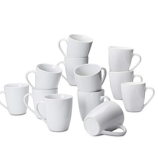Amazon Basics Porcelain, 12 oz Coffee Mug Set, 12 Count, White (Previously AmazonCommercial brand... | Amazon (US)