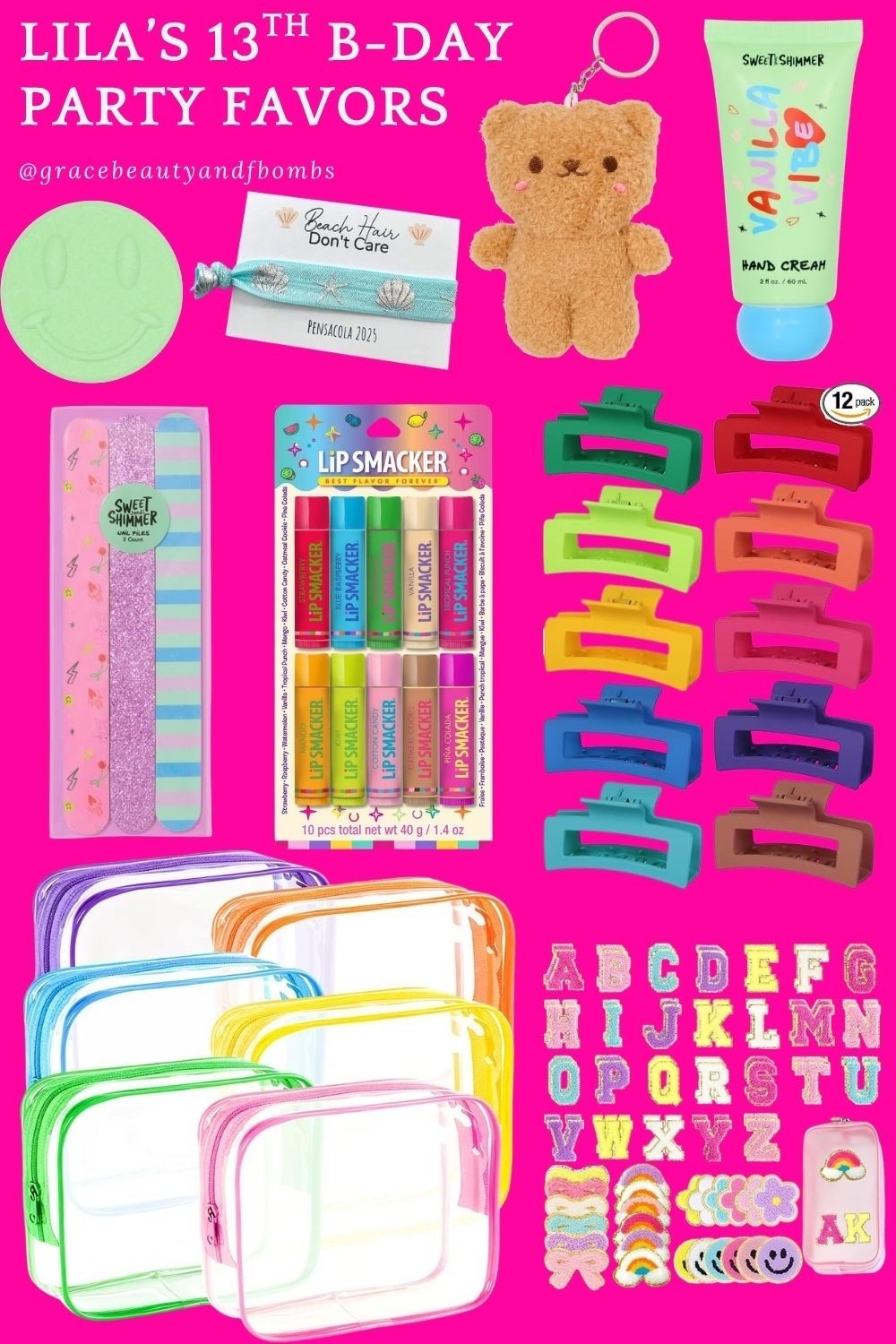 Lila’s party favors for her 13th birthday pool party!
#teenpartyfavors #teengirlbirthdayarty #poolparty #teengirlfavors #teengirlbirthday

#LTKselfcare #LTKKids #LTKBeauty