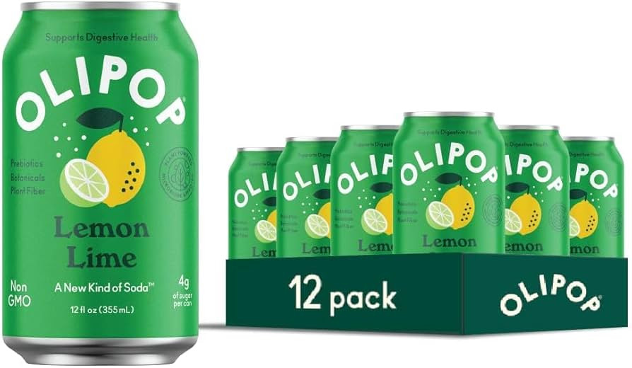 OLIPOP Prebiotic Soda Pop, Lemon Lime, A New Kind of Soda Packed with Prebiotics, Fiber, and Bota... | Amazon (US)