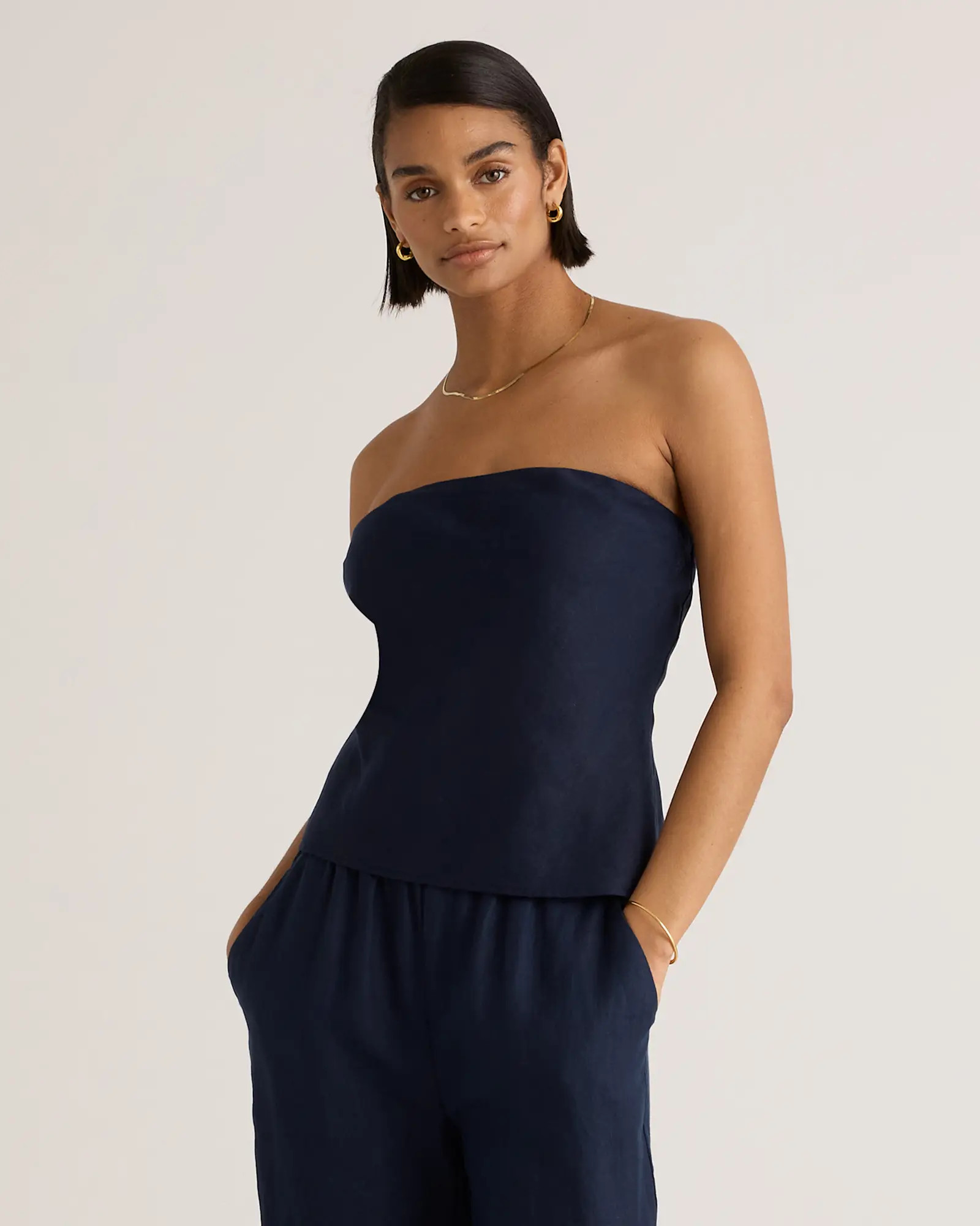 100% European Linen Strapless Top | Quince