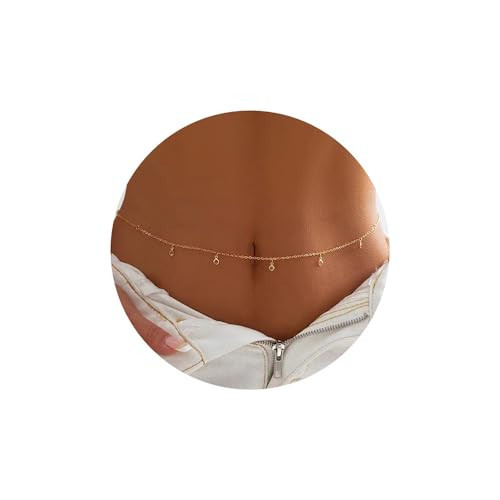 Turandoss Sexy Bikini Waist Chains for Women - 18K Gold Plated Diamond Belly Body Chain for The Waist Adjustable Simple Bikini Belly Chains Summer Body Chain Beach Body Accessories Jewelry for Women | Amazon (US)
