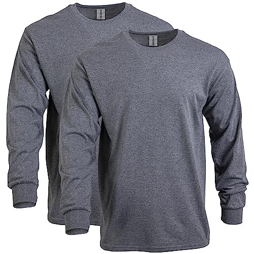 Gildan Adult Heavy Cotton Long Sleeve T-Shirt, Style G5400, 2-Pack, Graphite Heather, Small | Amazon (US)