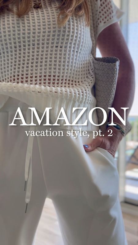 Amazon vacation style, part two

Must have two piece sets that are perfect for travel, vacation, lounging, and more !
The pants are high-rise, wide straight leg, and the material is just like the air essentials  sweater is an open knit, cap sleeve, crochet style, and so comfy.

They come in several colors and they are true to size. I am wearing a medium.  I have my favorite longline bralette underneath -also size medium.

They are currently on sale for $41.99 with the 10% off coupon

Target look for less sandals 
Woven leather tote bag 
Look for less sunglasses from Amazon 

#AmazonStyle #AmazonFashionFind 
#StyleOver40  #Over40Style #VacationOutfit #VacationStyle #TravelOutfit #TravelStyle



#LTKSaleAlert #LTKOver40 #LTKFindsUnder50