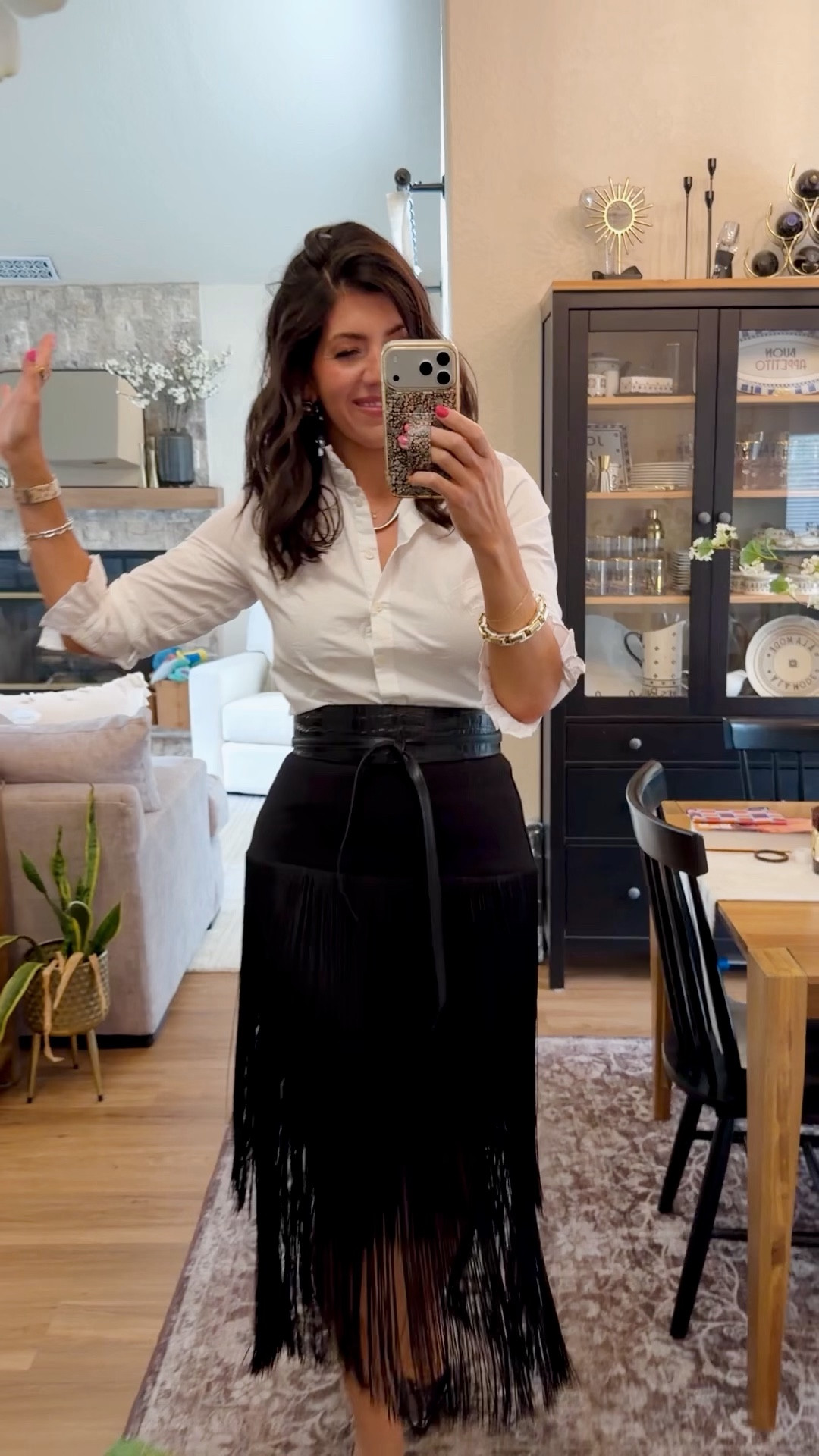 Work outfit of the day
Blouse- medium
Belt-medium
Fringe Skirt-sized up to a 12 

#LTKWorkwear #LTKMidsize #LTKOver40