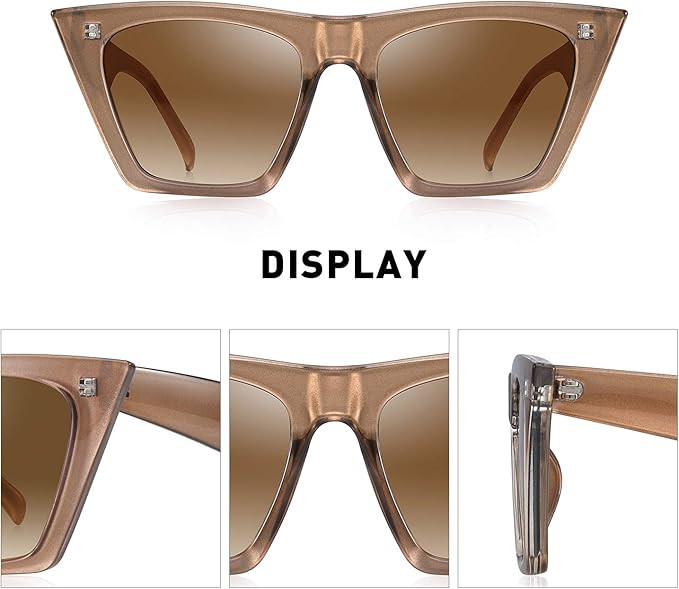 OLIEYE Vintage Square Cat Eye Sunglasses Women Fashion Small Cateye Sunglasses | Amazon (US)