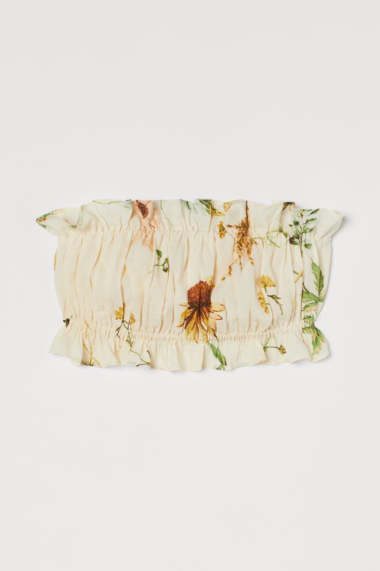 Crop tube top in lightweight cotton voile with gathered seams for a lightly draped effect. Elasti... | H&M (US + CA)