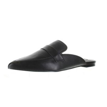 Steve Madden Flavor Black Leather Slip On Pointed Toe Fashion Flat Sandals Mules (Black Leather 9) | Walmart (US)