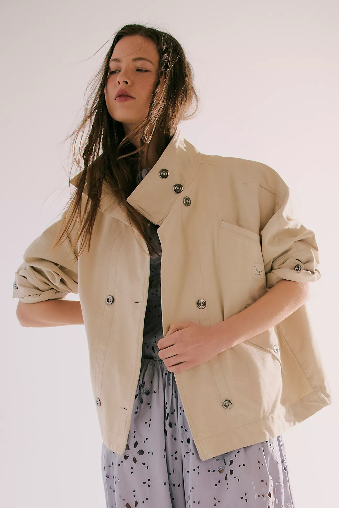 We The Free Collins Washed Canvas Funnel-Neck Jacket | Free People (Global - UK&FR Excluded)