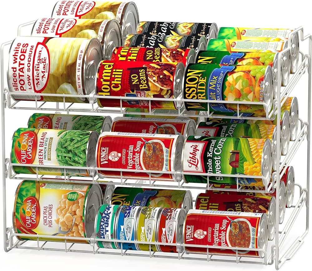 Deco Brothers Stackable Can Rack Organizer for Kitchen and Pantry, Holds Upto 36 Cans, White | Amazon (US)
