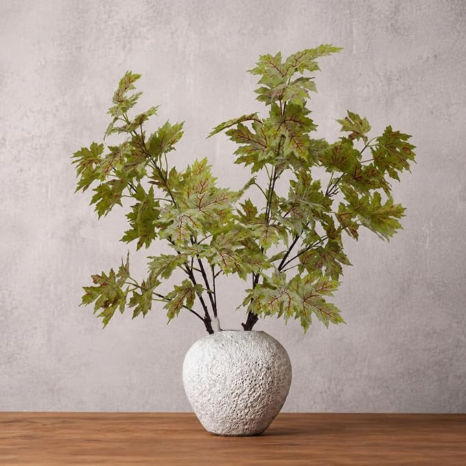 Wavwavw 32in 3 Pcs Artificial Fall Maple Leaves Branches Fake Fall Leaves Stems Plants Greenery T... | Amazon (US)
