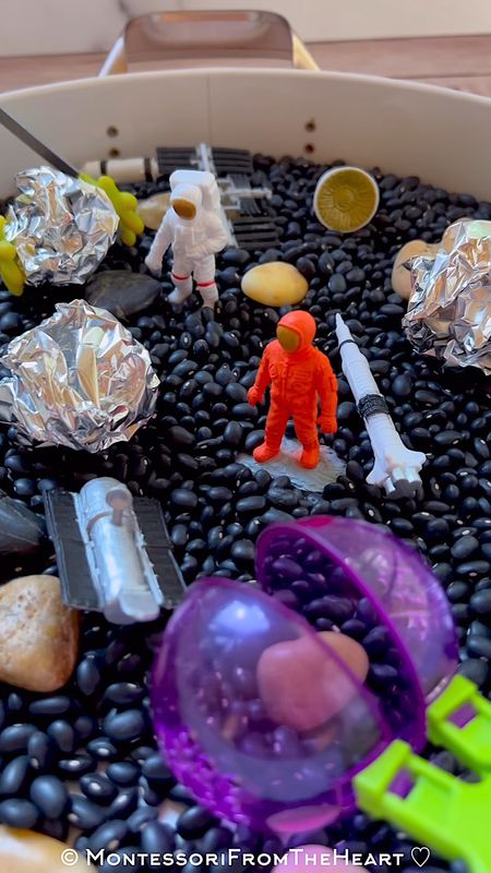 Space 🚀Cosmos Astronaut 👩‍🚀 Black Bean 🫘 Sensory Bin 

#LTKkids #LTKfamily #LTKVideo