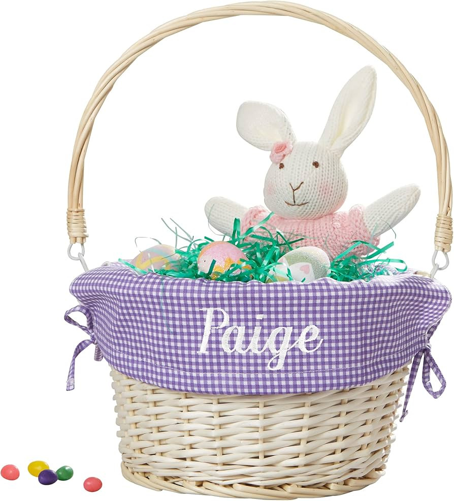 Personalization Universe Personalized Hand-Woven Willow Easter Basket with Folding Handle - First... | Amazon (US)