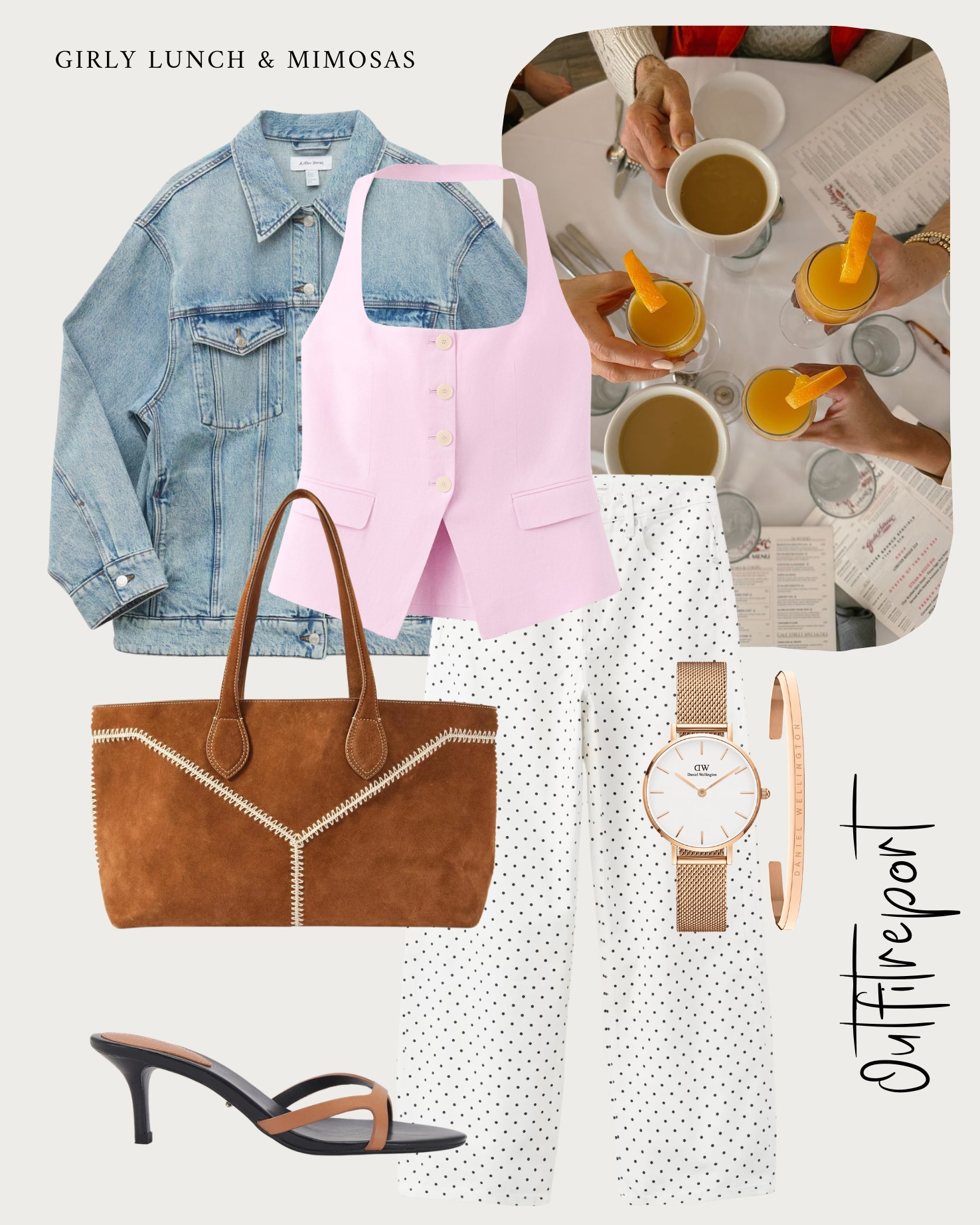 Spring outfit pink vest polka dot jeans denim jacket 

#LTKsummer #LTKjeans #LTKspring