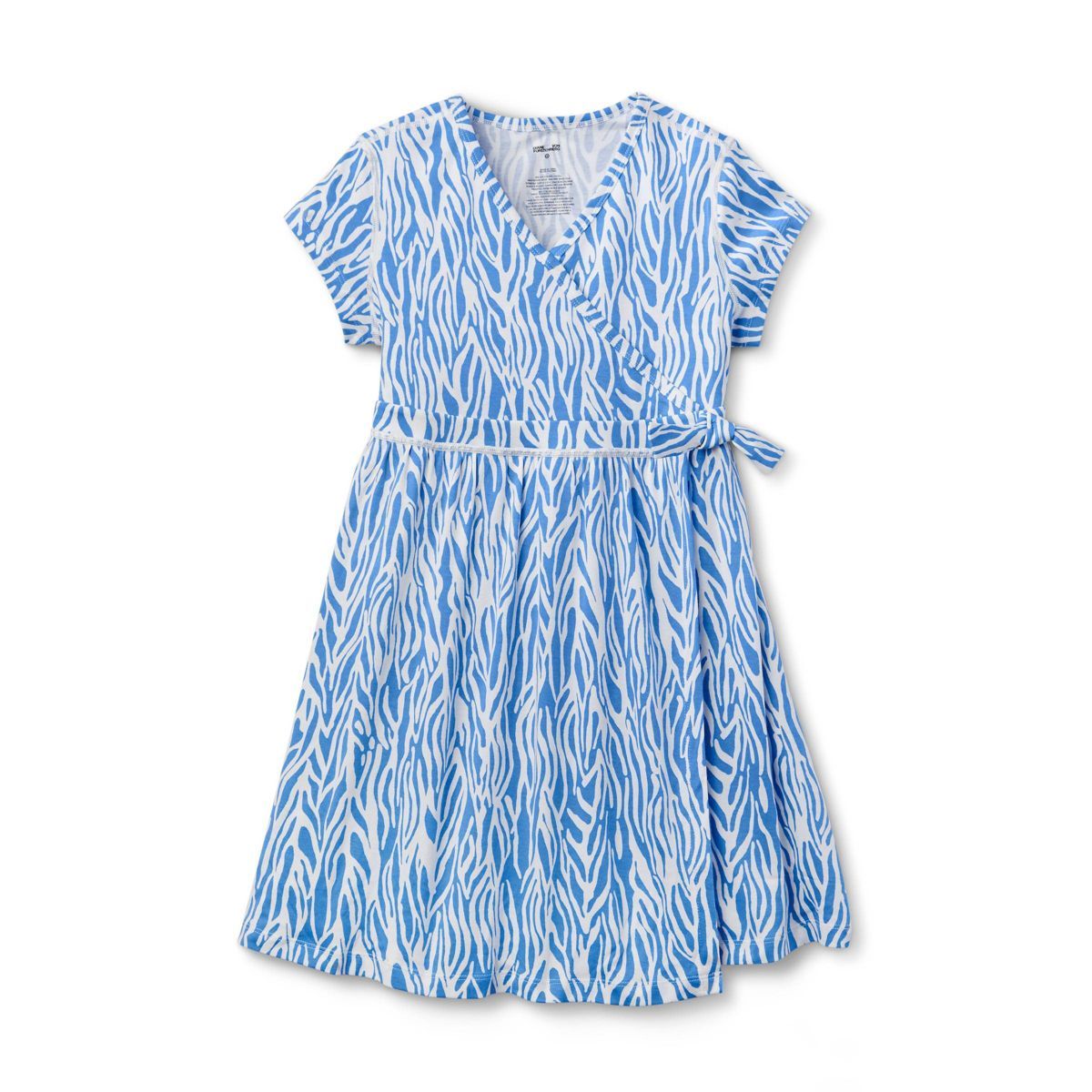 Kids' Adaptive Short Sleeve Sea Twig Blue Faux Wrap Dress - DVF for Target | Target