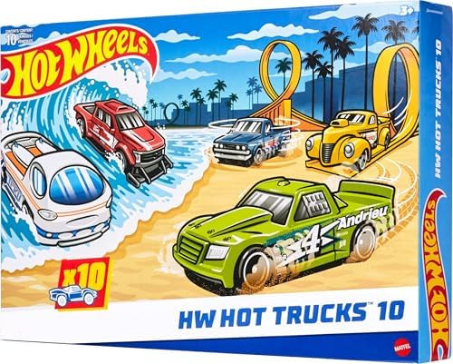 Hot Wheels Toy Trucks 10-Pack, Set of 10 Die-Cast 1:64 Scale Utility, Racing & Other Pickups or V... | Amazon (US)