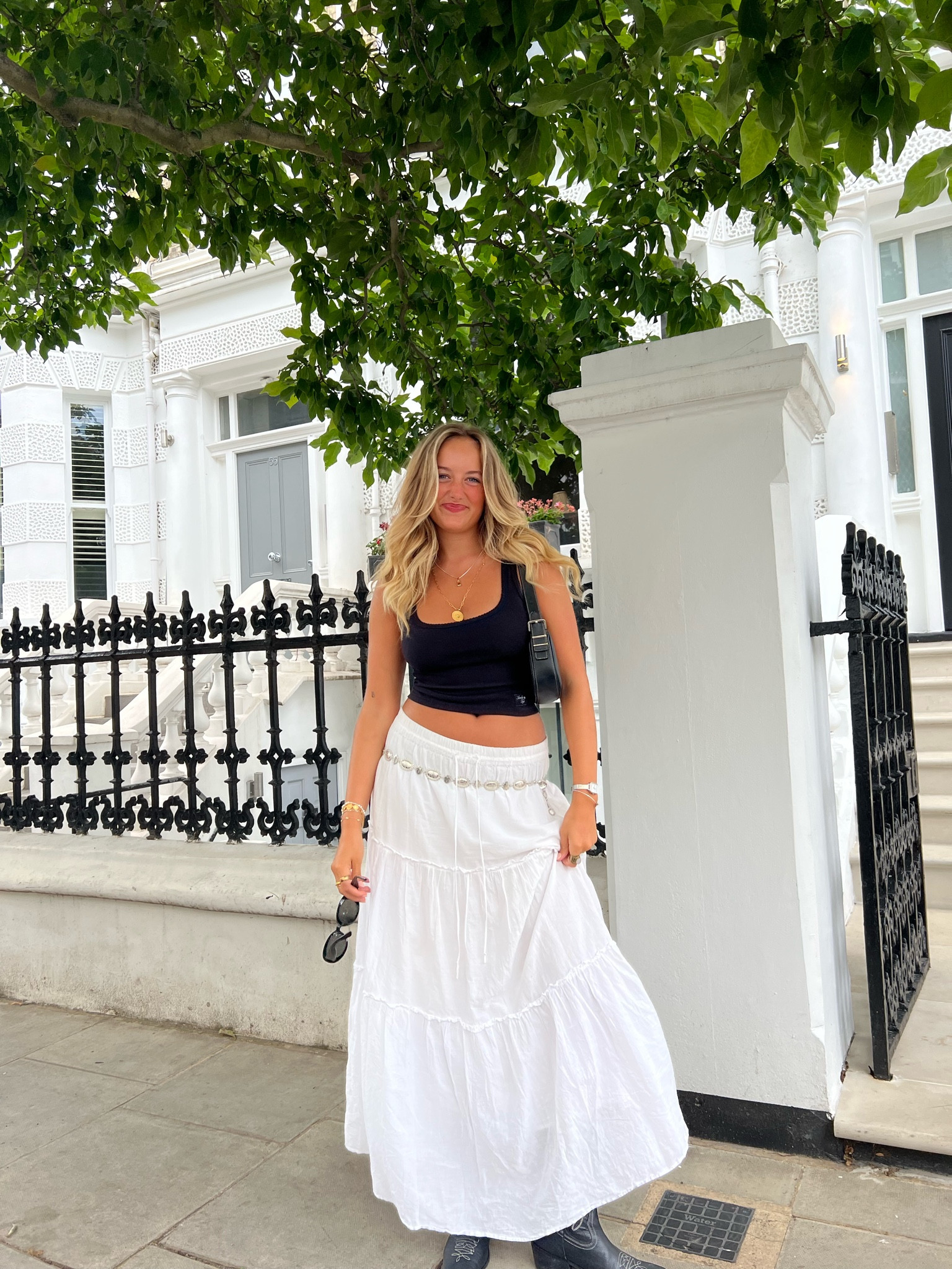 White maxi skirt store outfit