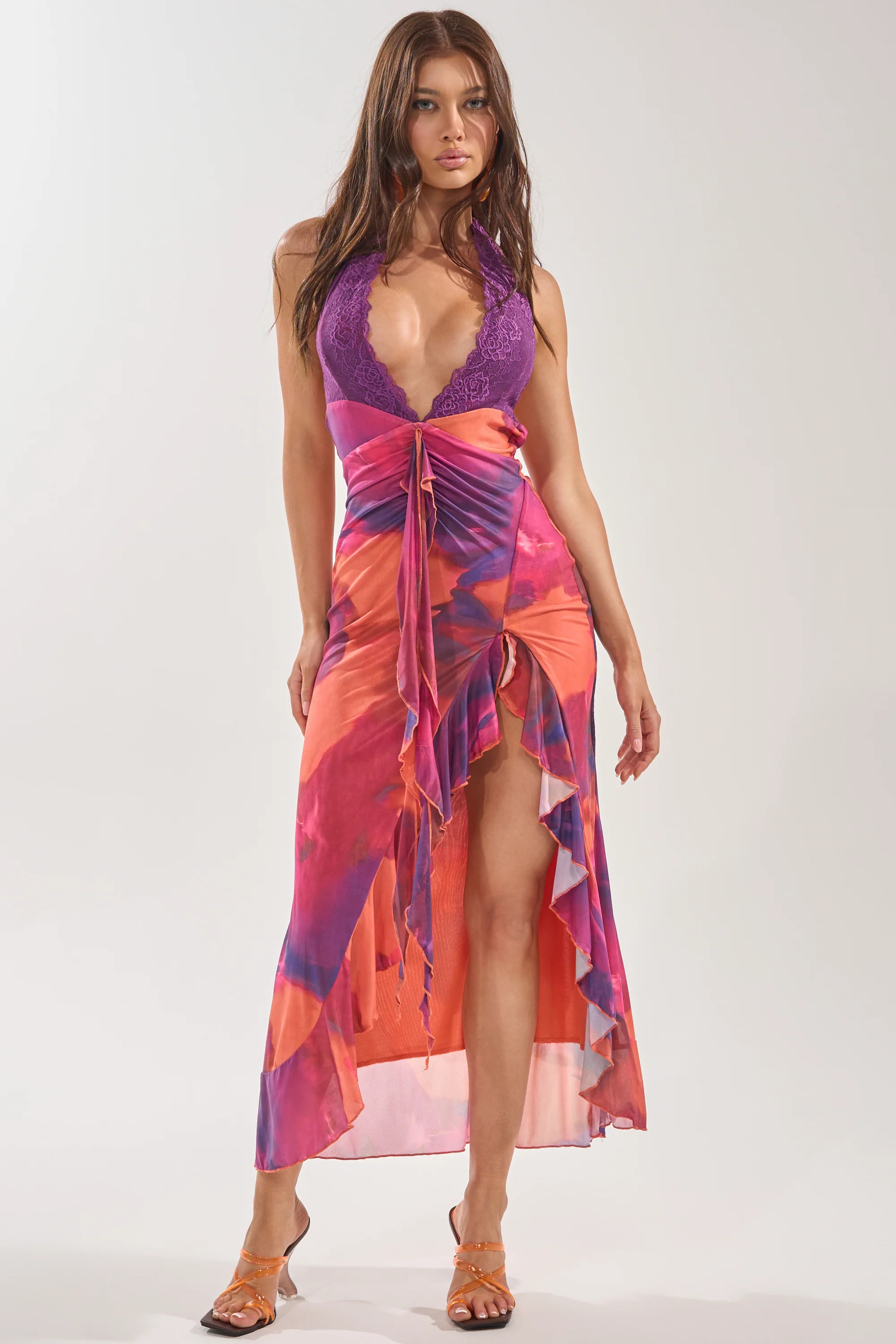 MI AMOR HALTER LACE MAXI DRESS | AKIRA