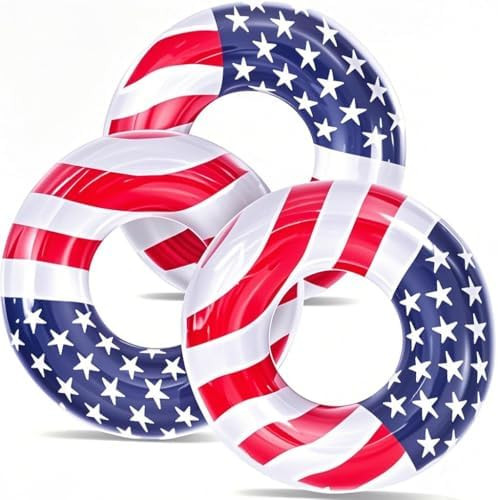 3 Pack Inflatable USA Flag Pool Floats for Kids Adults - 35.5 inch Swim Tubes Rings for Lake Beac... | Amazon (US)