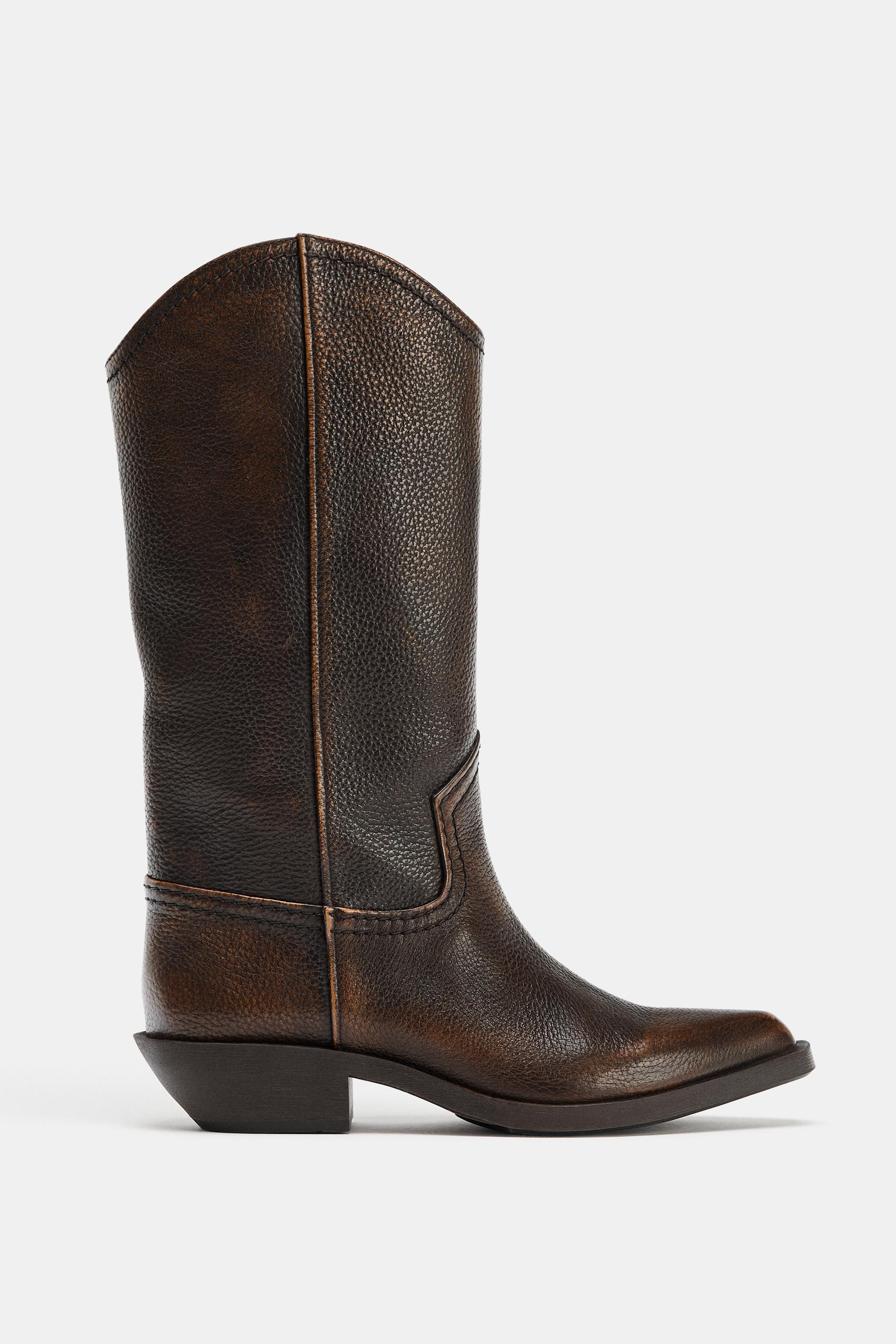 DISTRESSED LEATHER BOOTS | Zara US