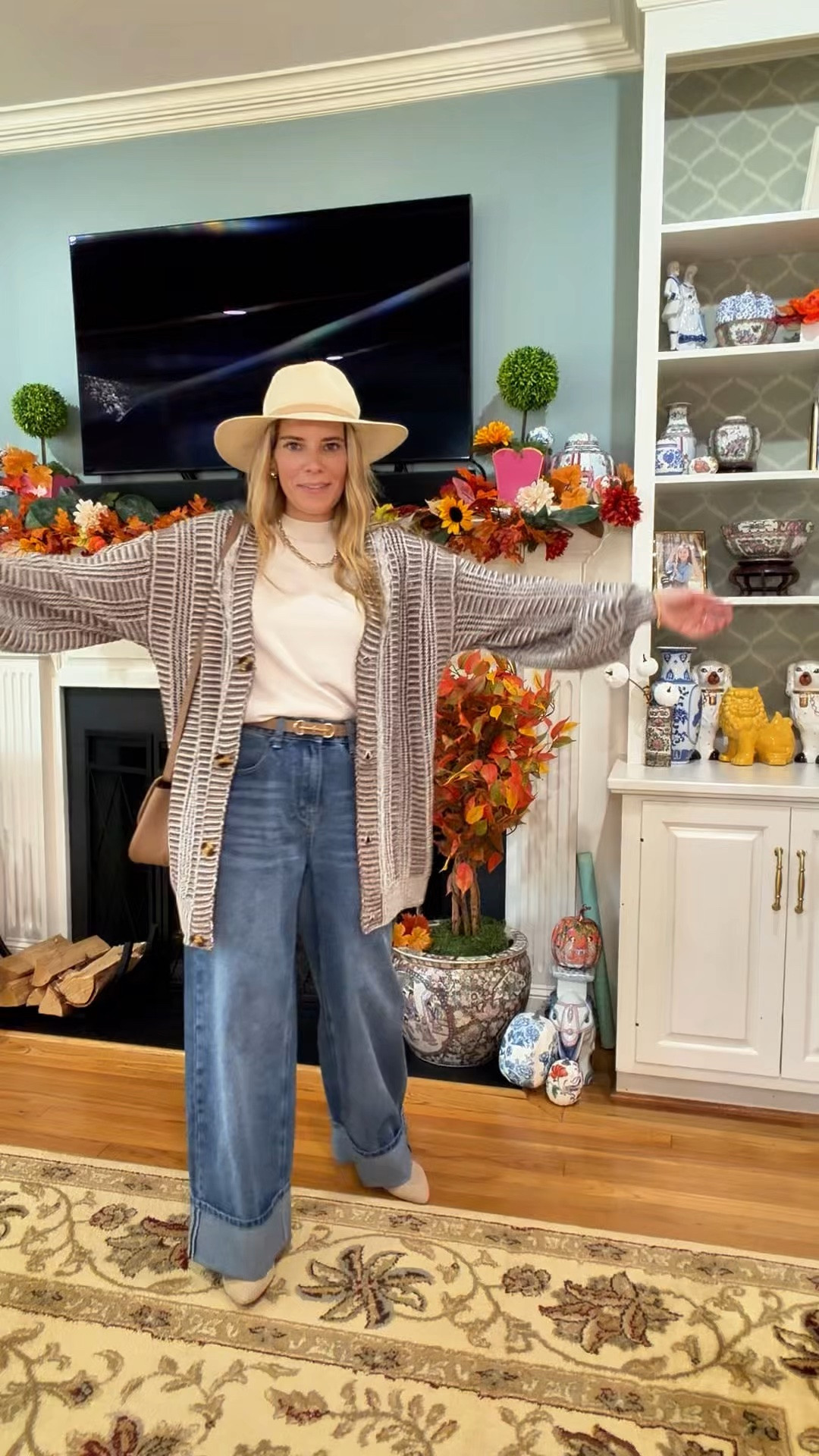 Fall Transition Outfit 🤎🍂

I’m loving this cozy, neutral fall transition look! The textured cardigan adds the perfect layer over a simple cream knit, while wide-leg jeans keep it casual and current. Finished with a classic neutral hat, crossbody bag, and pretty flats for an effortlessly polished look. ✨🤎

This is the kind of outfit you can wear all season long—from coffee dates and shopping to lunch or a casual day out. 🍁

Fall transition outfit, women’s fall fashion, wide-leg jeans, neutral fall outfit, cozy cardigan, cream knit top, classic hat, neutral accessories, casual chic style, elevated everyday outfit, women over 40 fashion, preppy fall style.

#LTKOver40 #LTKSeasonal #LTKootd